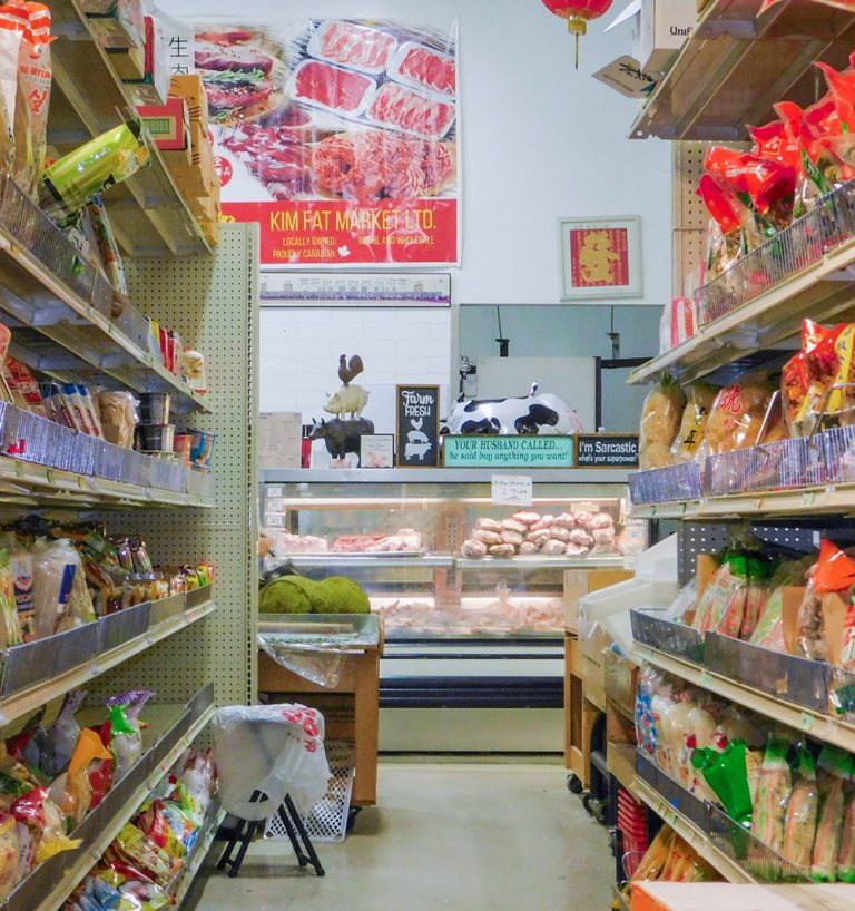 Meat counter shelves Kim Fat Market